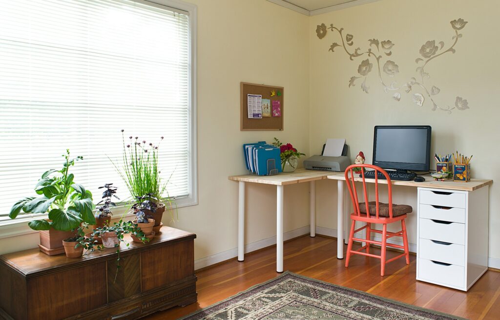 Organized and clean office corner by ReSPACEd Professional Organizing in Portland